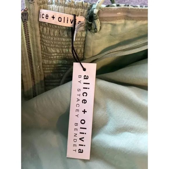 NWT Alice + Olivia Valencia Floral Sage Green Tiered Maxi Dress Size 2 - Picture 12 of 16